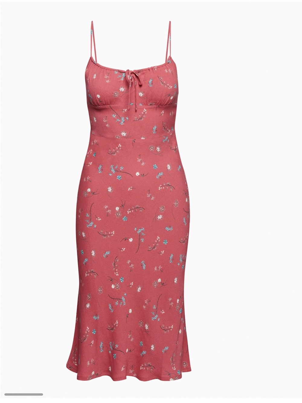 Wilfred Rose-Pink Floral Midi Slip Dress with Front Tie